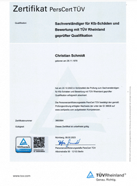 T&Uuml;V_Rheinland_KFZGutachter_Zertifikat_CSchmidt